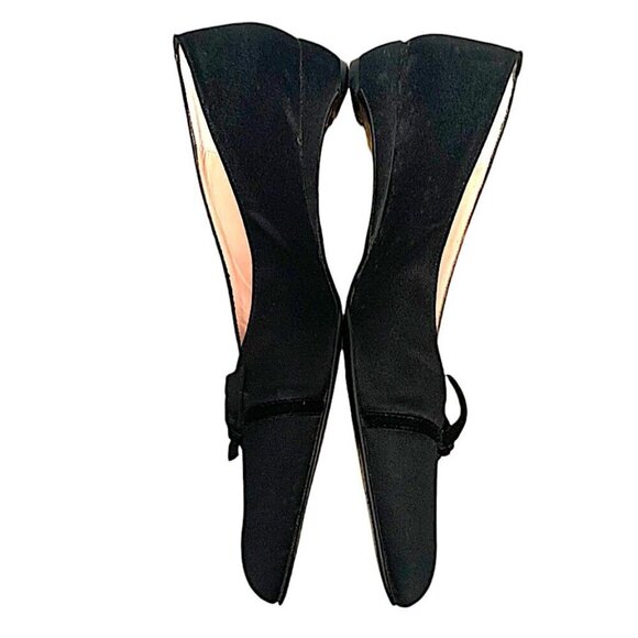 Banana Republic Satin Pointed Toe Flats with Velvet Bow Detail Black Size 6.5 - Picture 3 of 9